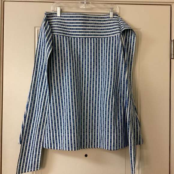 TORY BURCH GEMINI LINK WRAP SKIRT STRIPE BLUE A-LINE SZ 10 EUC $398 - Picture 6 of 12